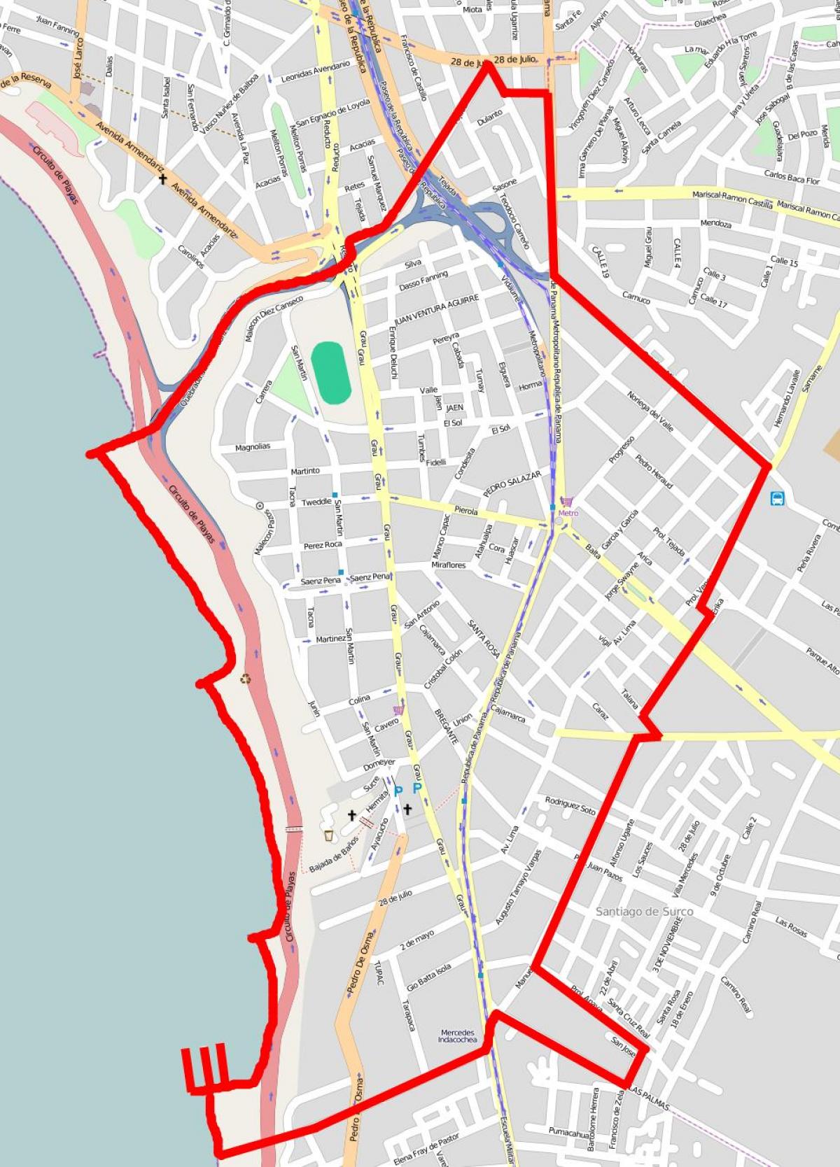 نقشه barranco, Lima